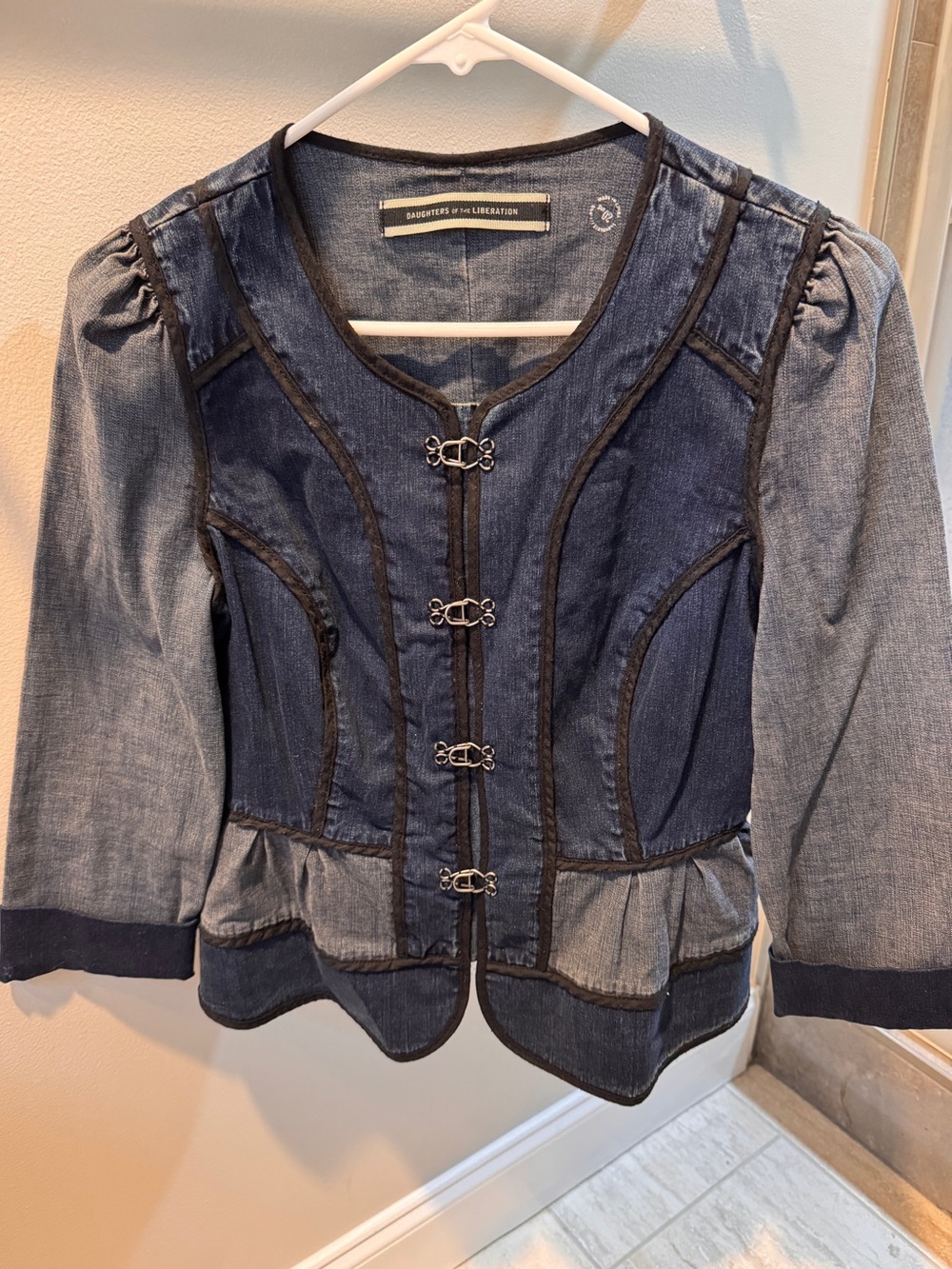 Daughters of the Liberation Denim Peplum Jacket | Size 2 | Boho Cropped Jacket
